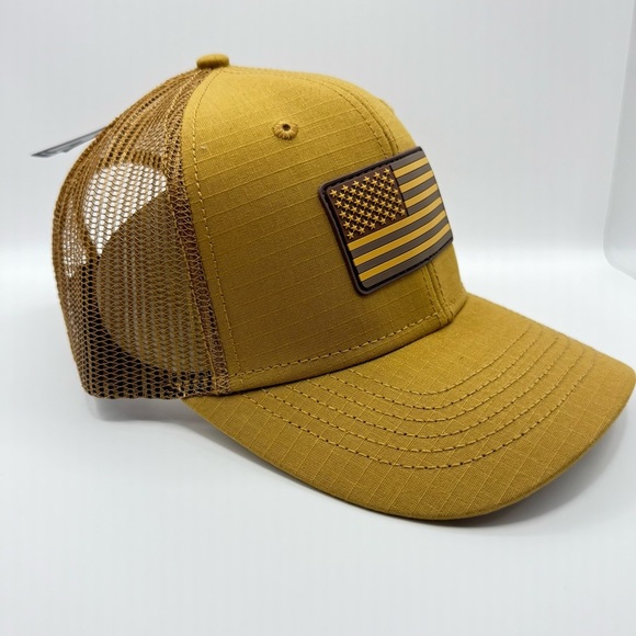 H3SportGear Classic Mustard Gold American Flag Trucker Cap Adjustable - Picture 3 of 9